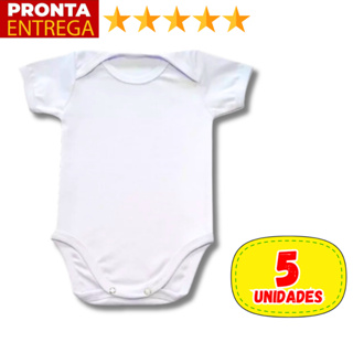 5 Unidades Body Branco Manga Curta Infantil Bebê Menino Menina em Oferta na Shopee