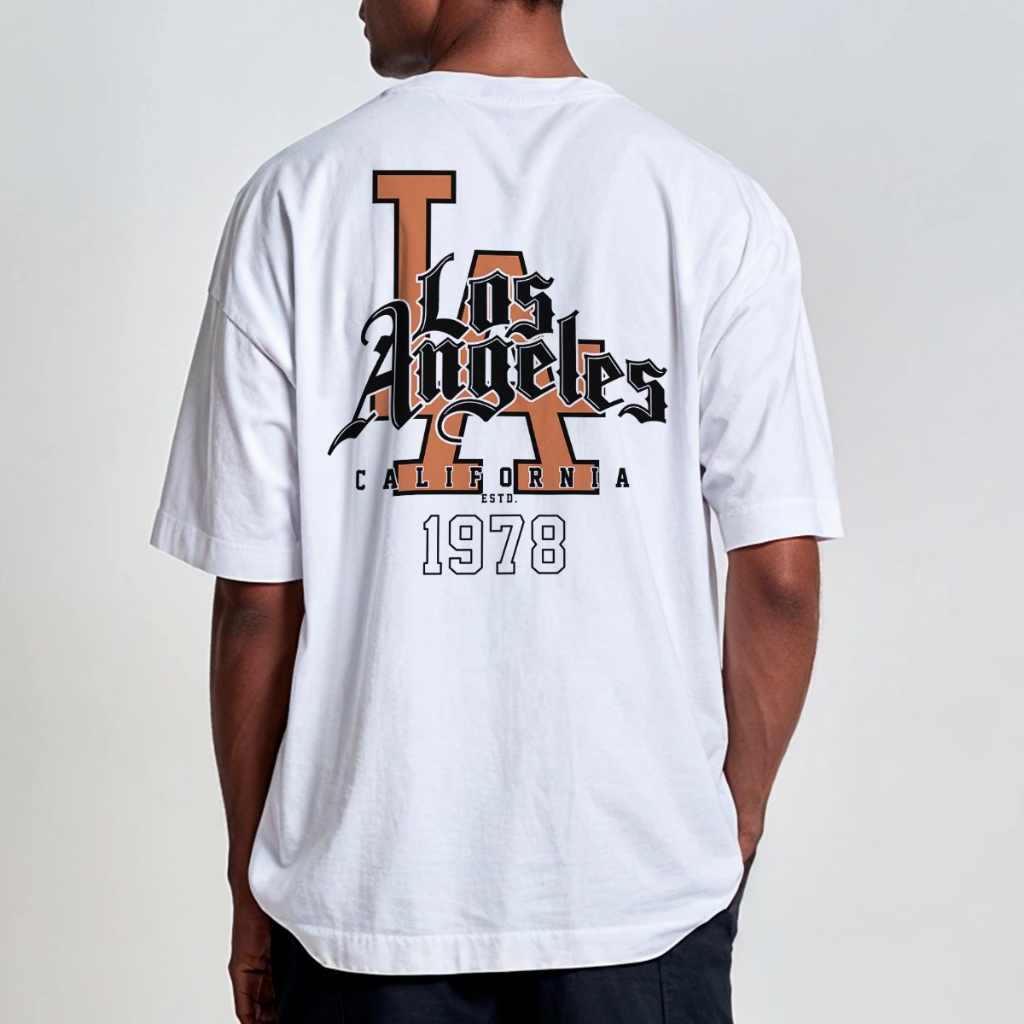 Camiseta Oversized Streetwear Algodão Estampa City Los Angeles LA Jogo Time REF 2611 Home Custom