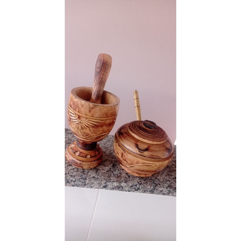 Pilão socador alho + Farinheira porta farinha