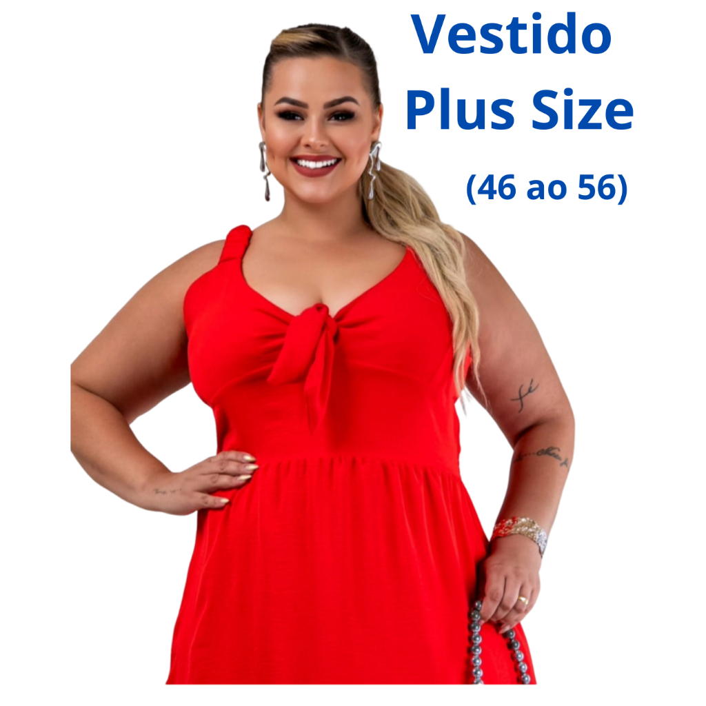 Vestido De Alça Plus Size Feminino Vestido Midi Soltinho  Tecido Duna