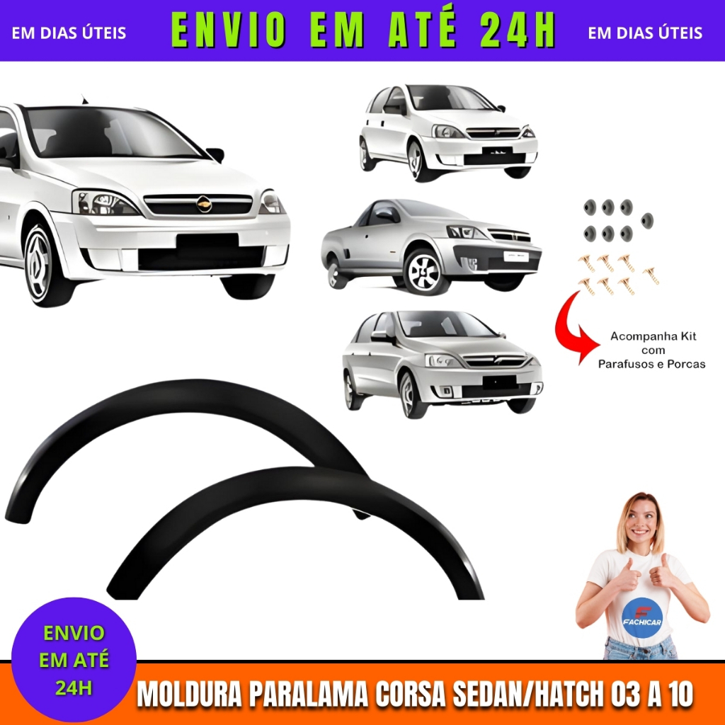 Moldura Paralama Corsa Sedan/hatch/montana Sport 2003 2004 2005 2006 2007 2008 2009 2010 Dianteiro