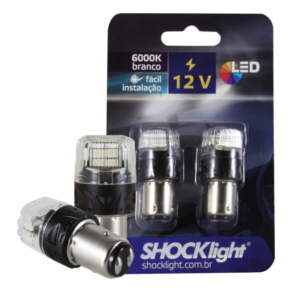 Par De Lâmpadas Led 1157 - 16 Leds 2 Polos 12v Branco