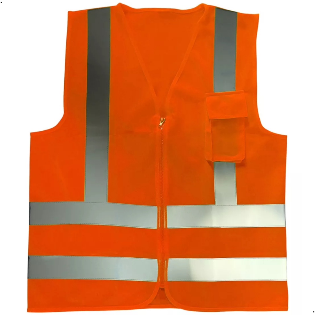 Colete Refletivo Fluorescente Blusão Segurança Sinalização Industria Obra  Motociclista Com bolso CA