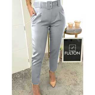 Calça alfaiataria feminina plus size calça social Casual com cinto tendência cintura alta em Oferta na Shopee