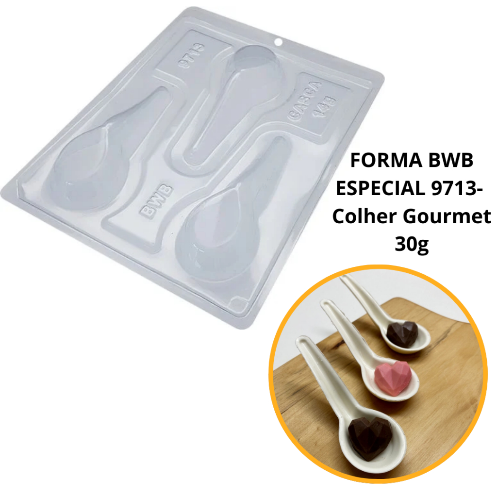 1~4 Formas silicone bwb p/chocolate (3partes) cod 9713 - Colher Gourmet 30g