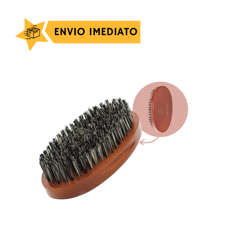 Escova De Barba Enox De Madeira Com Cerdas Naturais