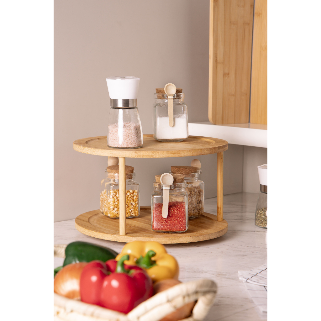 Organizador Giratório de Bambu 2 Andares 30cm x 18,5cm - Lyor