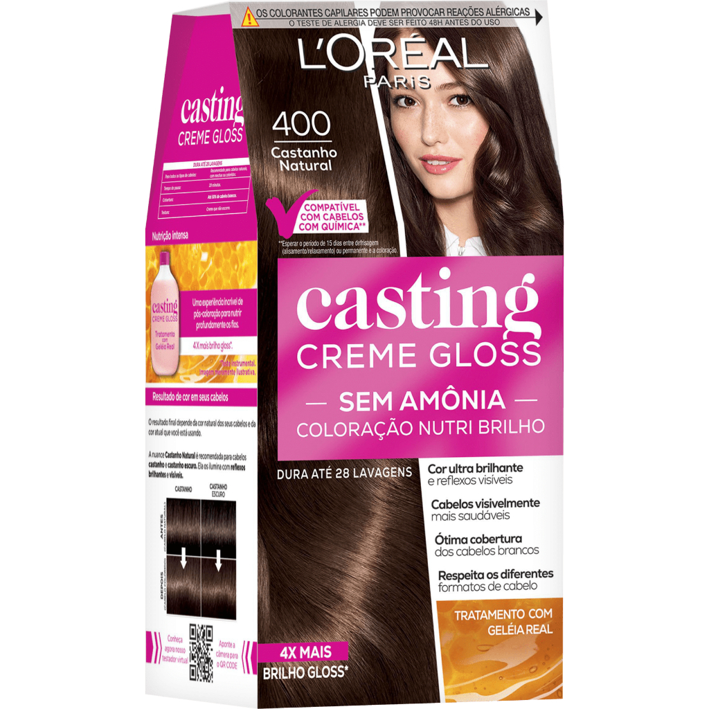 Tintura de Cabelo L’Oréal Paris Casting Creme Gloss Cor nº 400 Castanho Natural - Coloração Sem Amônia Original