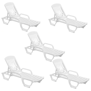Kit 05 Espreguiçadeira Piscina de Plástico Pitangui Branca com Rodas em Oferta na Shopee