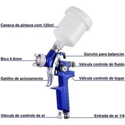 Kit 2 Pistola De Pintura Gravidade Bico 0.8mm Para Retoque