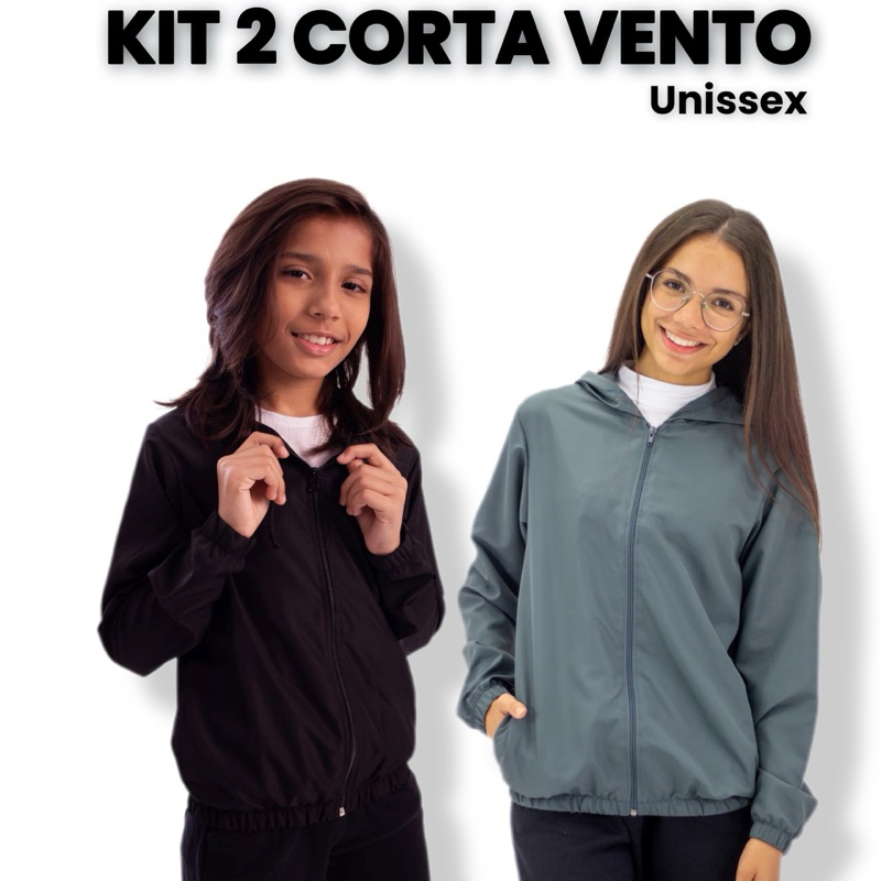 Kit 2  Jaqueta Corta Vento Infantil Juvenil Unissex em Oferta na Shopee