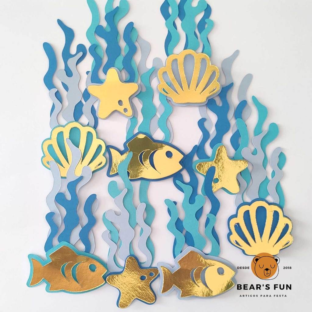 Apliques Papel Fundo do Mar para Menino • Enfeites para Festa Infantil e Lembrancinhas Luxo em Oferta na Shopee