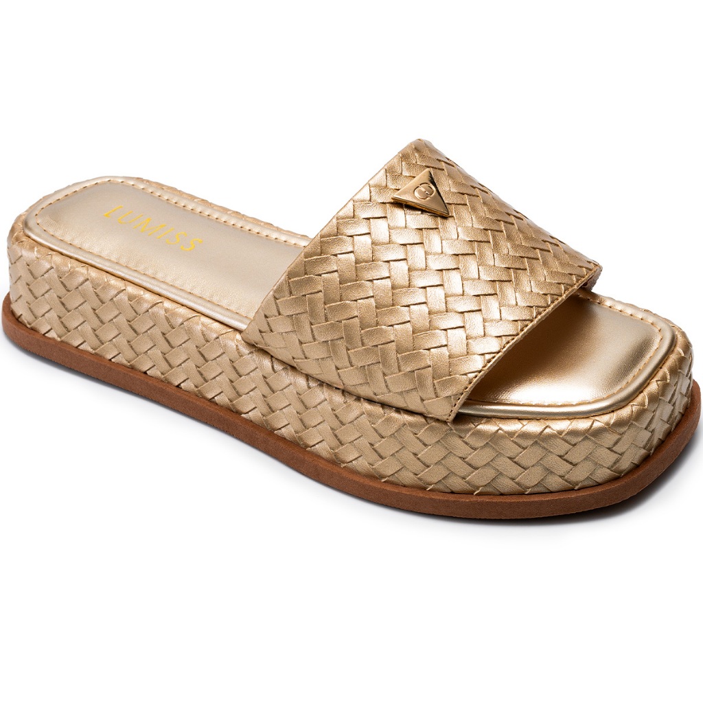 Sandália Tamanco Feminino Lumiss Flatform Confortável Juta Dourado em Oferta na Shopee