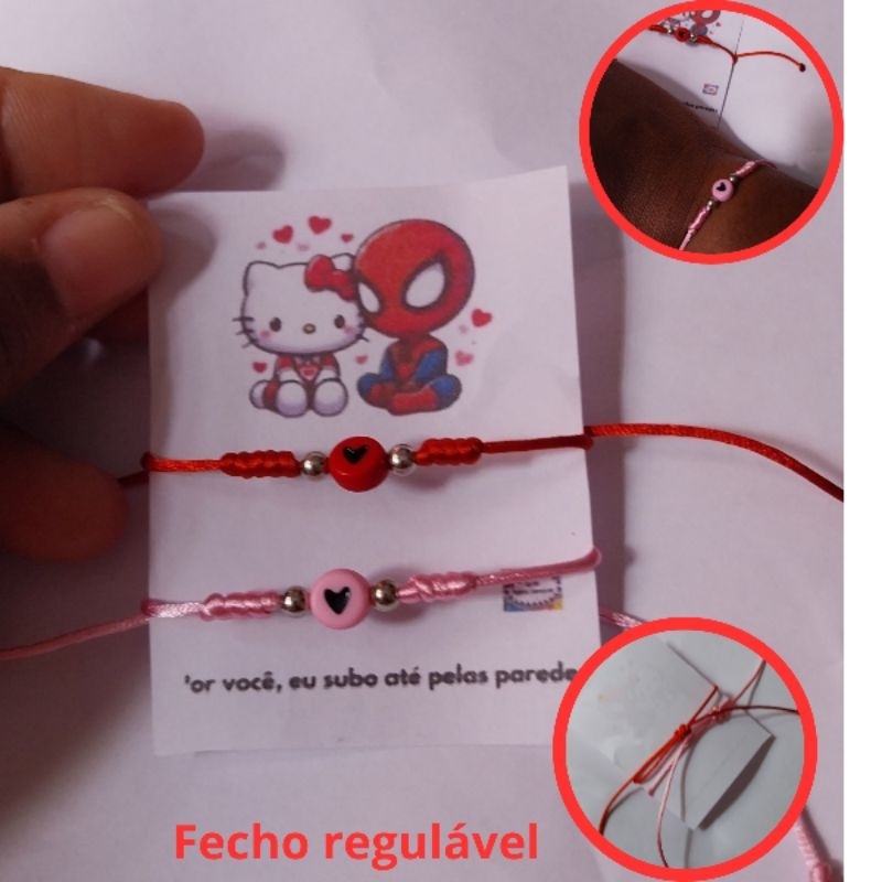 Kit Pulseira Hello Kitty e Homem Aranha/ pulseira de casal /pulseira da amizade