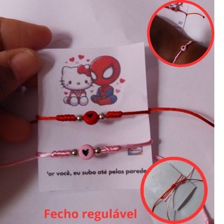 Kit Pulseira Hello Kitty e Homem Aranha/ pulseira de casal /pulseira da amizade