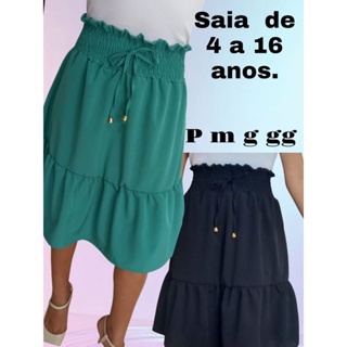 Saia juvenil saia para mocinha saia para criança saia godê com elástico infantil e infanto-juvenil em Oferta na Shopee
