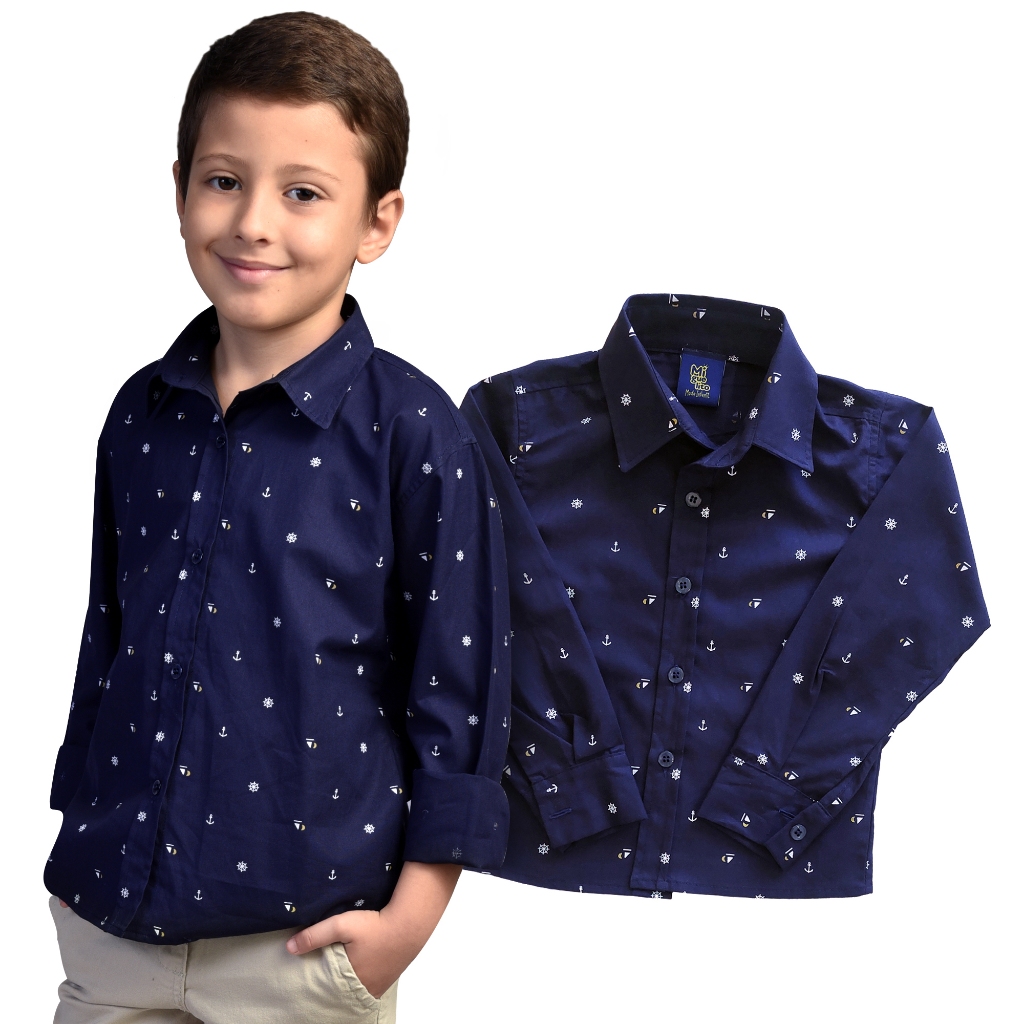 Camisa Manga Longa 100% Algodão Para Meninos Infantil Sofisticada Para Casamento e Eventos Formais