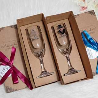 Convite Individual Taças champanhe e Caixa / casamento /batismo/ padrinhos e madrinha em Oferta na Shopee