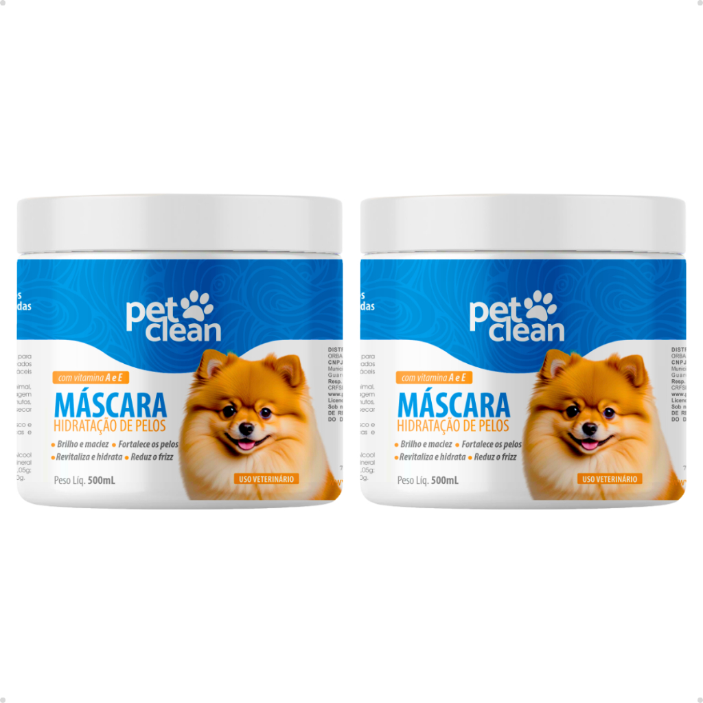 Kit 2 Máscara de Hidratação Revitalizante Condicionador Soft Line Cachorro e Gato 500 g Pet Clean