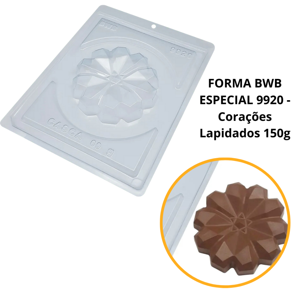 1~4 Forma bwb com silicone (3 partes) cod 9920 - Corações Lapidados 150 gramas - Home & Living