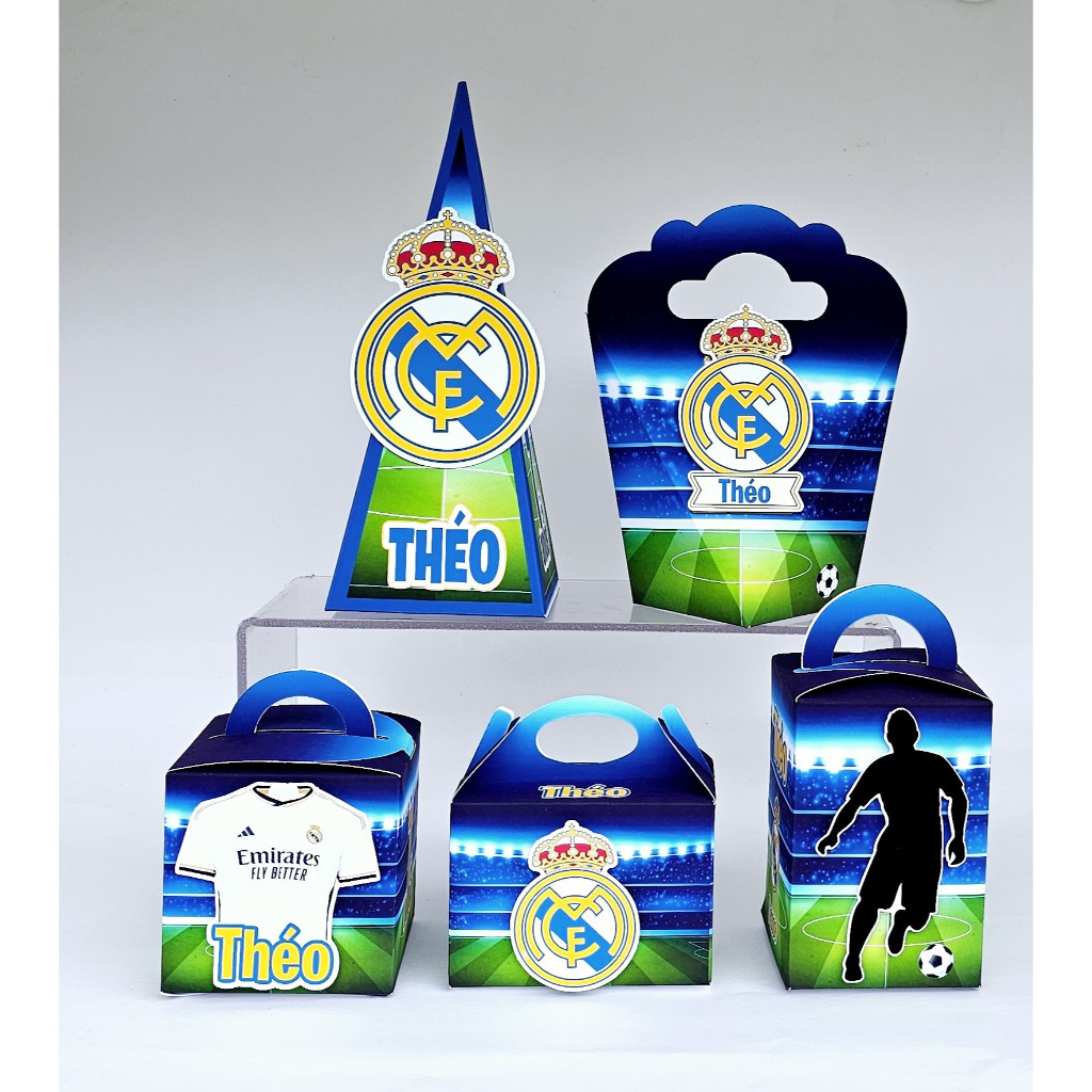 Kit REAL MADRID Caixinhas 3D Lembrancinhas Personalizadas Papelaria Festa