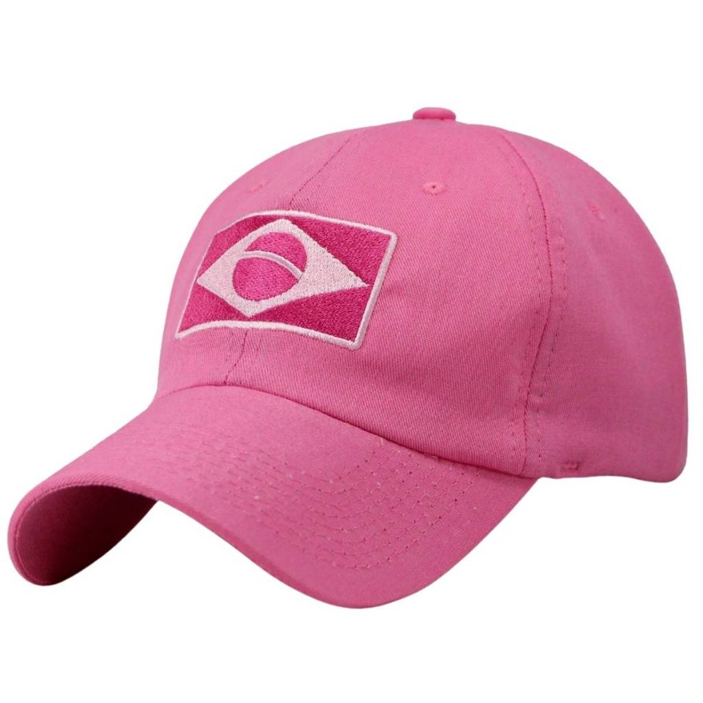 Boné Brasil Rosa Feminino Aba Curva Bandeira brasileira bonefeminino praia Pink Original Tático