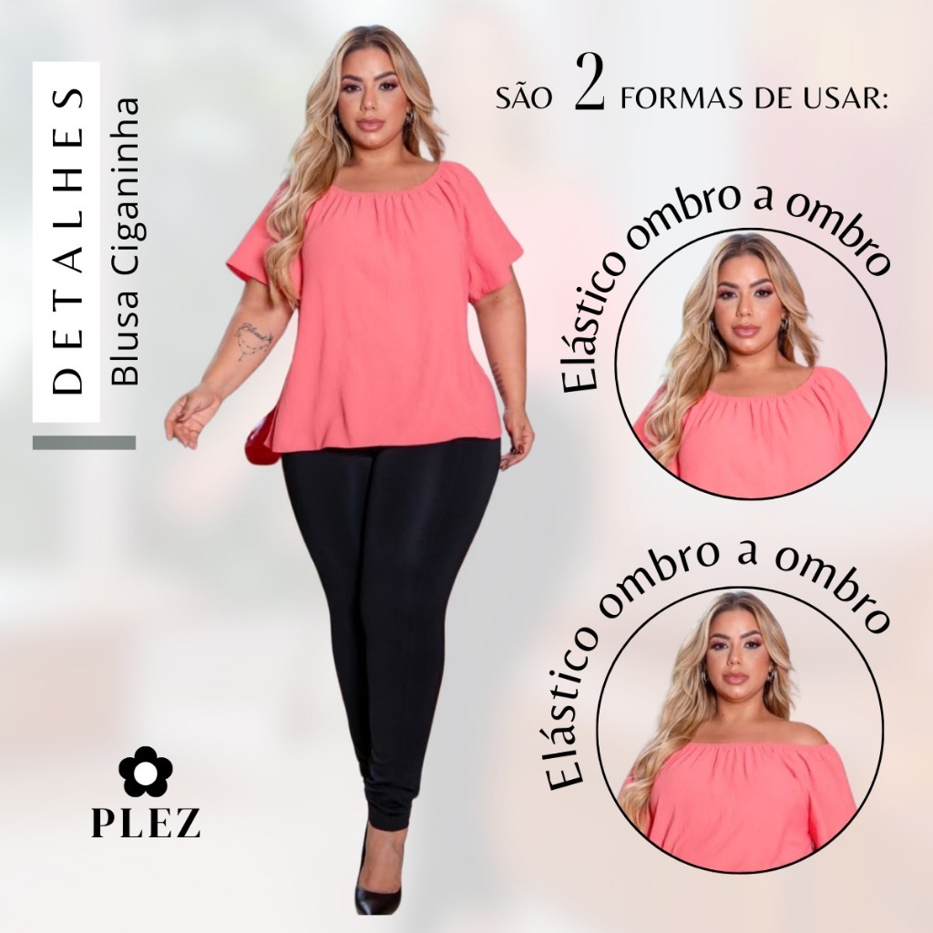 Blusa lisa plus size com mangas soltinha fresquinha confortável ombro a ombro chique