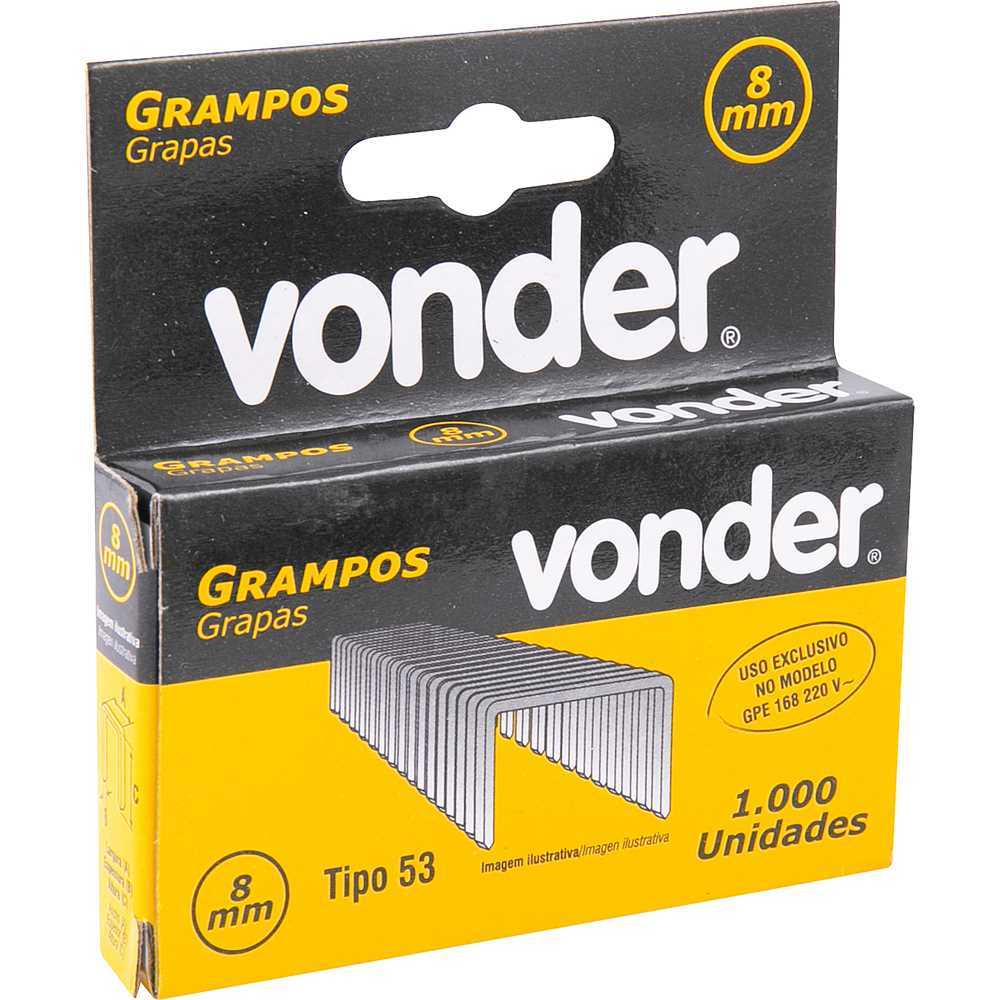 Grampo Grampeador Tapeceiro 8mm Profissional C/1000 Unidades Vonder tipo 53 GPE168