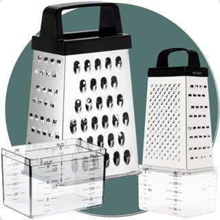 Ralador Aço Inox Com Pote Coletor Fatiador Alça Multiuso Queijos Legumes Cenoura Chocolate em Oferta na Shopee