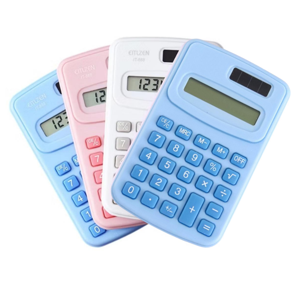Calculadora Digital de Bolso 8 Dígitos Cores Estudante Comerciante 10cm x 6cm