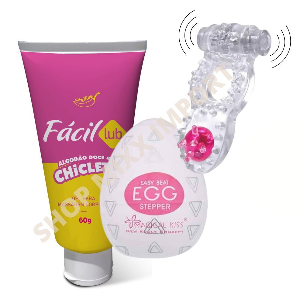 Lubrificante Intimo + Egg Masturbador Masculino + Vibrador Super Anel Peniano SEX SHOP em Oferta na Shopee
