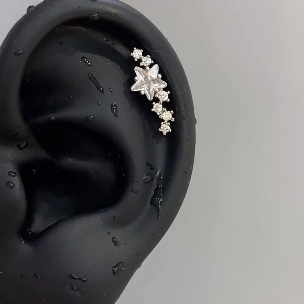 Piercing orelha Helix Aço  inox tragus cartilagem zircão #2 em Oferta na Shopee