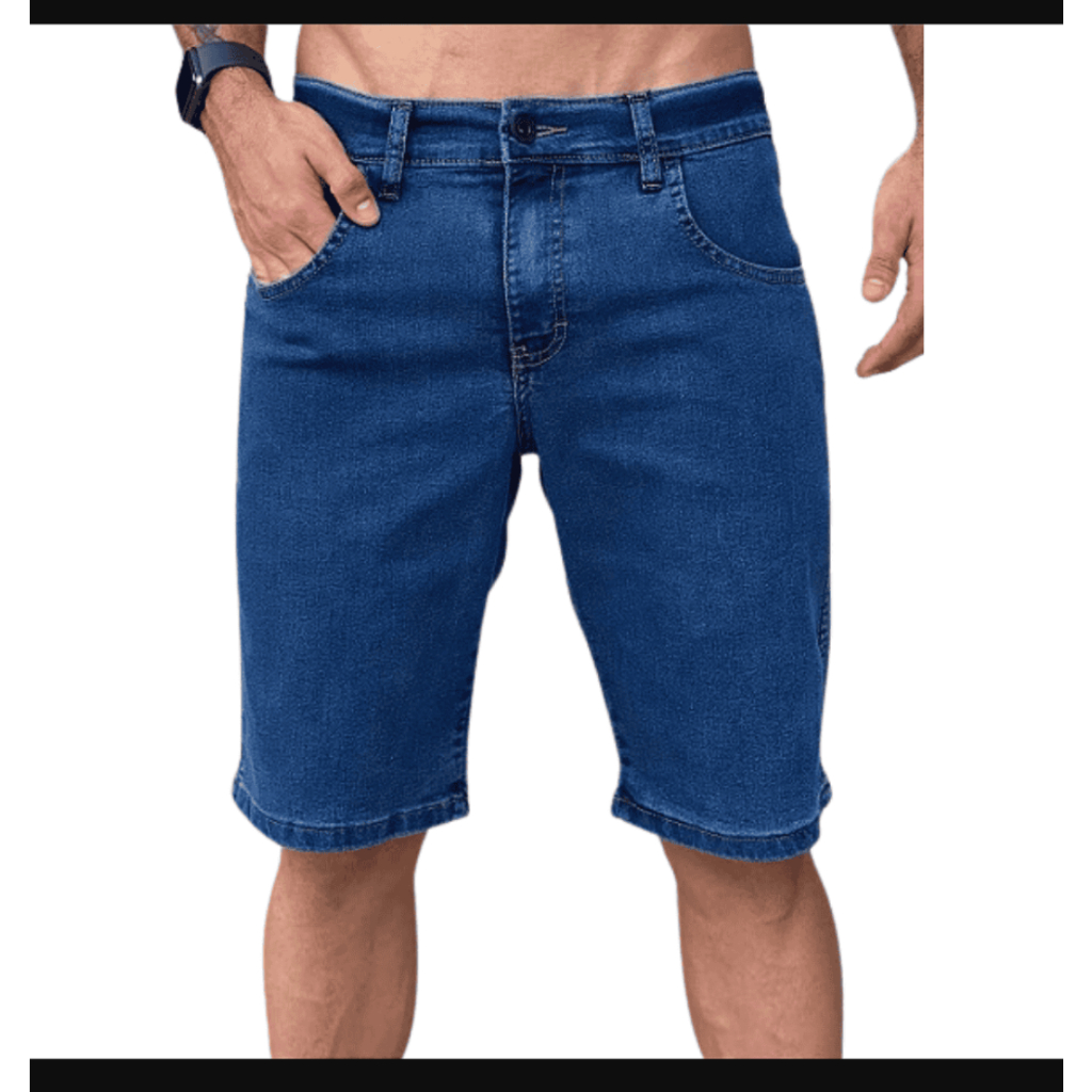 Bermuda jeans básica com elastano