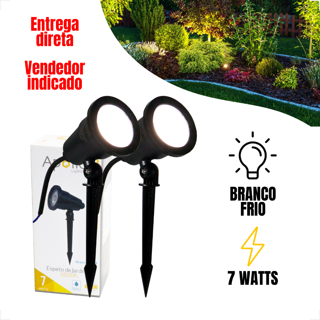 Kit 2 Espeto Jardins Refletor 7w Branco Frio 6500K Residenciais Instalação Fácil Luz Casa Jardim em Oferta na Shopee
