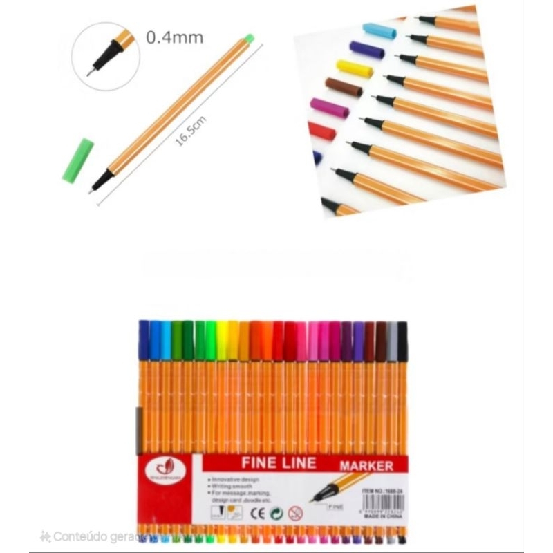 Kit 06/12/24/36/48 cores Canetas Fine Line Ponta Fina Colorido 0.4mm em Oferta na Shopee