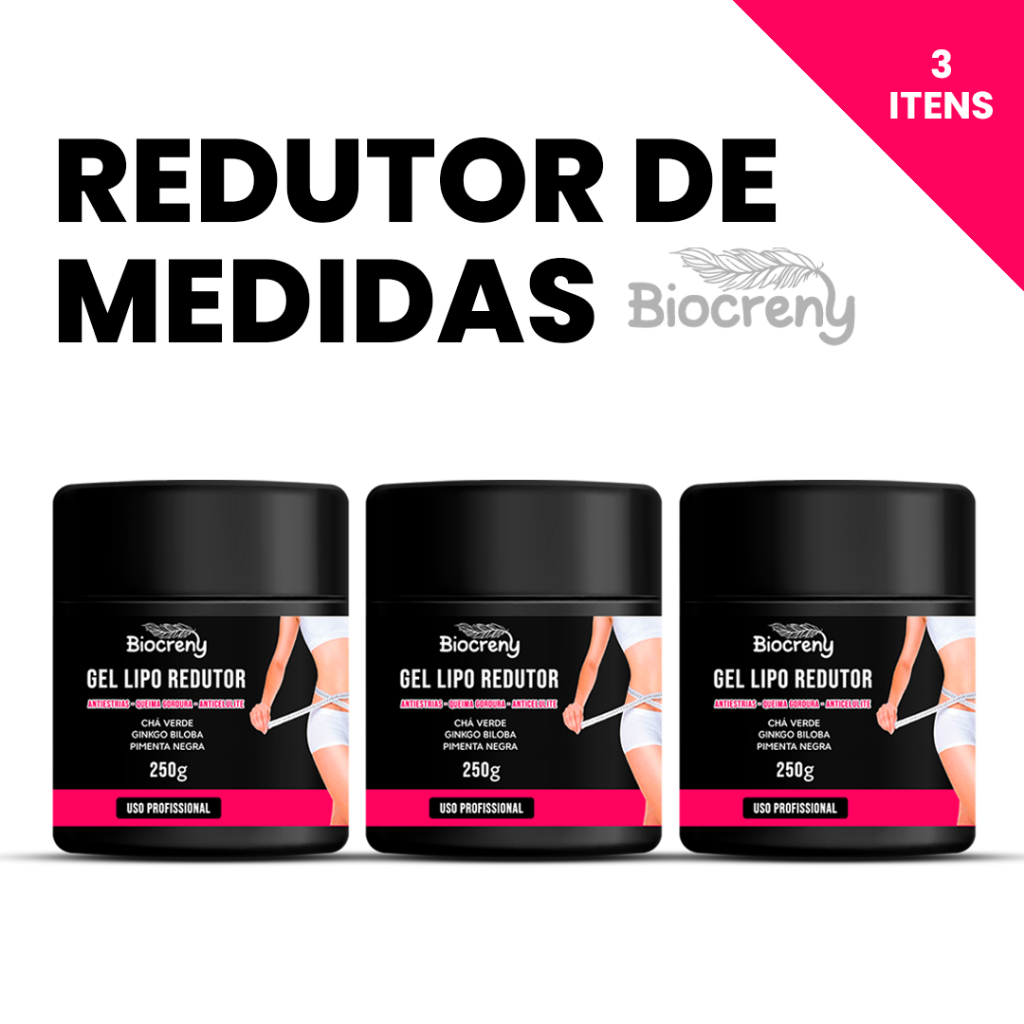 Kit 3 Gel Redutor  Pimenta Negra + Crioterápico  Combate Celulite & Estrias Gordura Localizada
