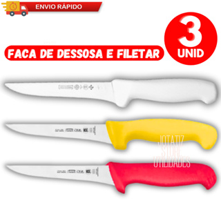 Kit Faca De Desossar Profissional 6 Pol Branca Amarela Vermelha Reta Premium Para Desossa Açougue Frigorífico Indústria em Oferta na Shopee
