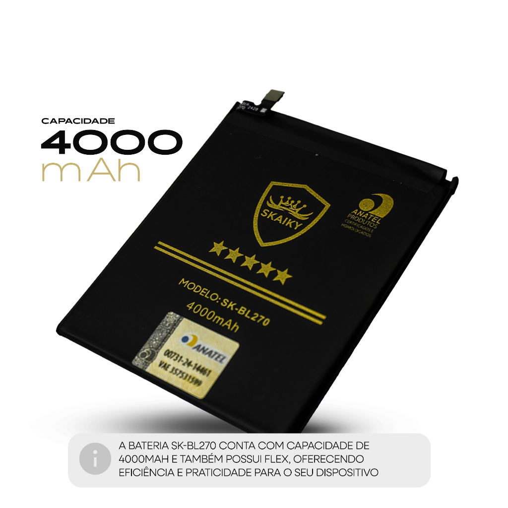 Detalhes do Bateria Oficial Skaiky BL270 Compativel Com Motorola G6 PLAY | E5 | Lenovo K6 PLUS, K6 NOTE, K8 NOTE