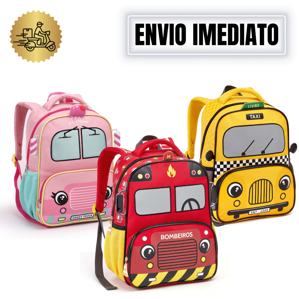 MOCHILA INFANTIL 13" AUTOMÓVEIS - SEANITE em Oferta na Shopee