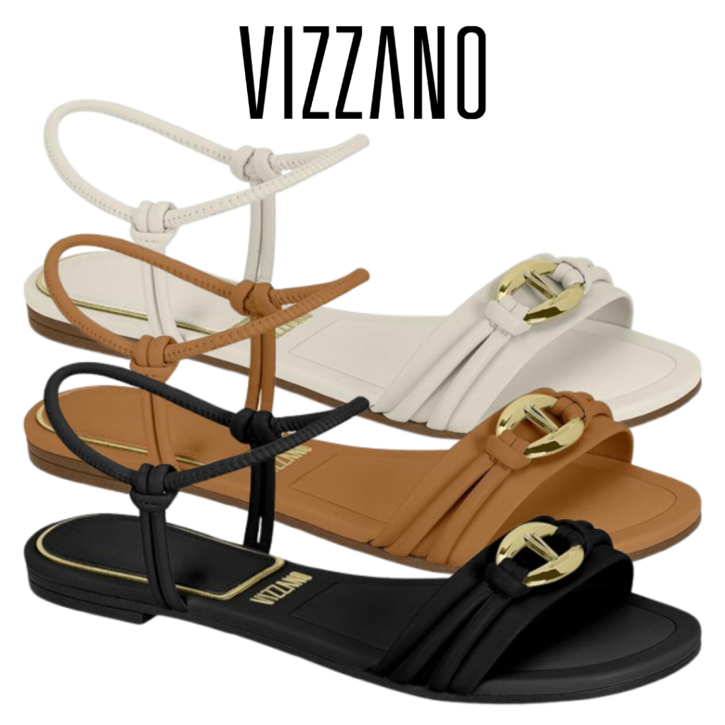 Sandália Rasteirinha Vizzano Baixa Feminina Tiras Lançamento 6528.101 em Oferta na Shopee