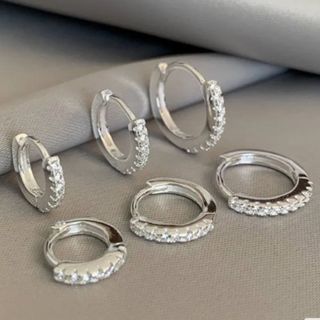 Kit 3 Pares Brinco Trio Com 3 Argolas Feminino Cravejada Na Zircônia bijouteria Dourado Prata Fashion