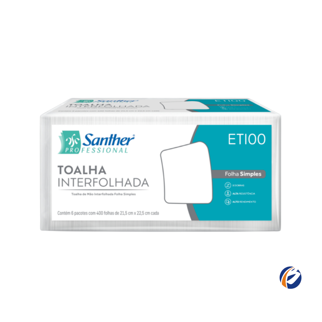 Papel Toalha Interfolha 3 Dobras Folha Simples Eco ETI00 com 2.400 folhas Inovatta