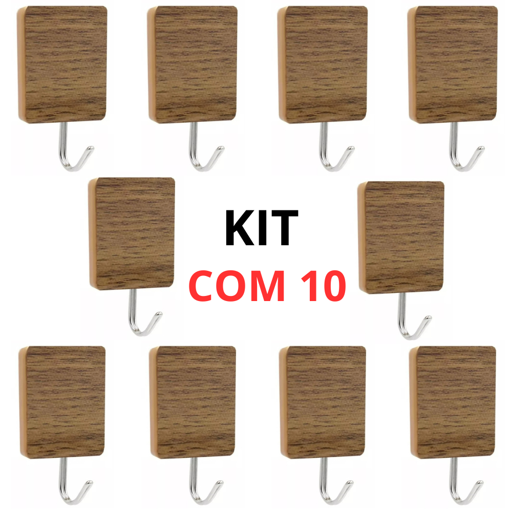 Gancho de parede multiuso e utilidades em geral fixação adesiva, kit com 10 peças