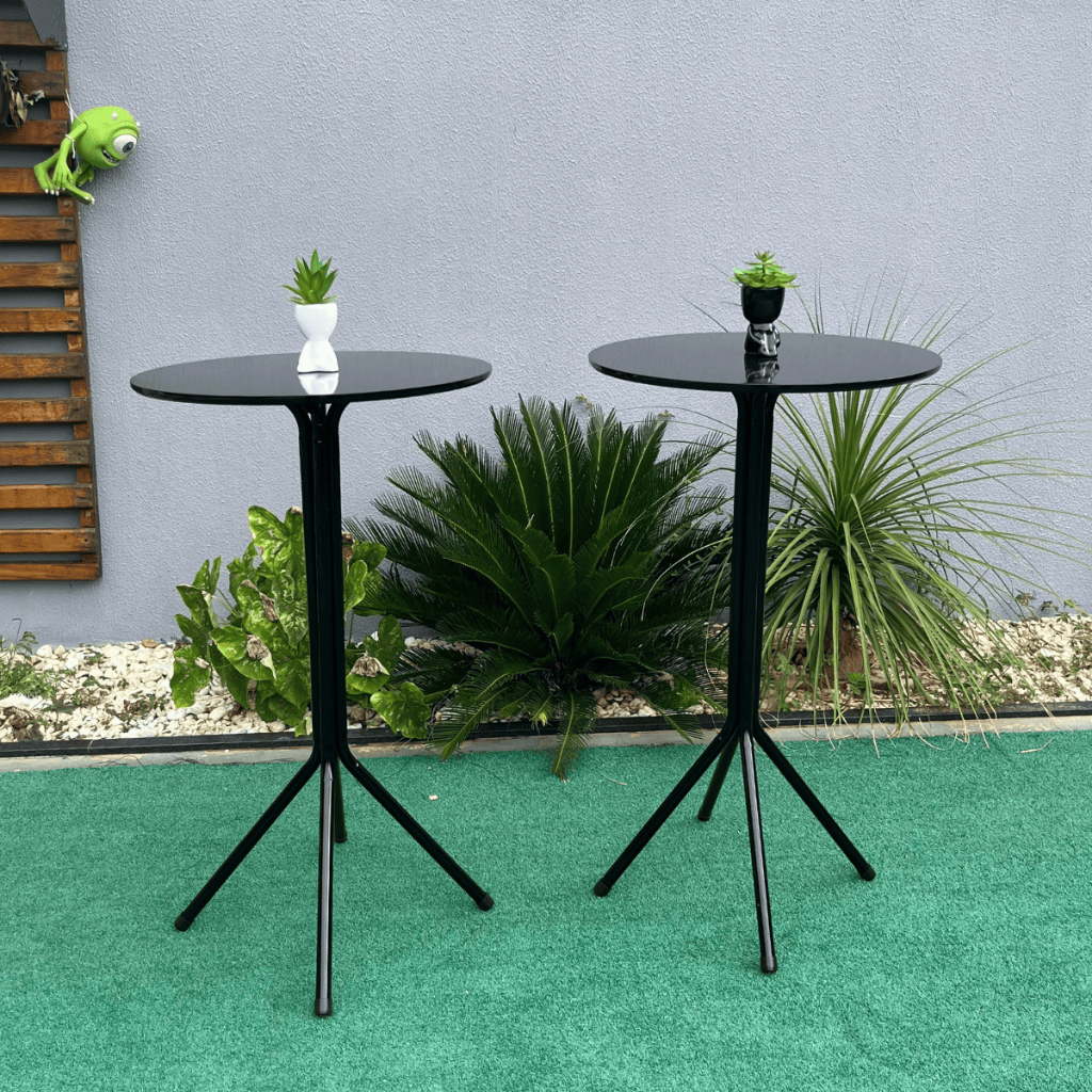 Kit 2 Mesas Bistrô Redonda Alta/Baixa Ideal Para Casa Banqueta Área De Lazer Gourmet Decoração