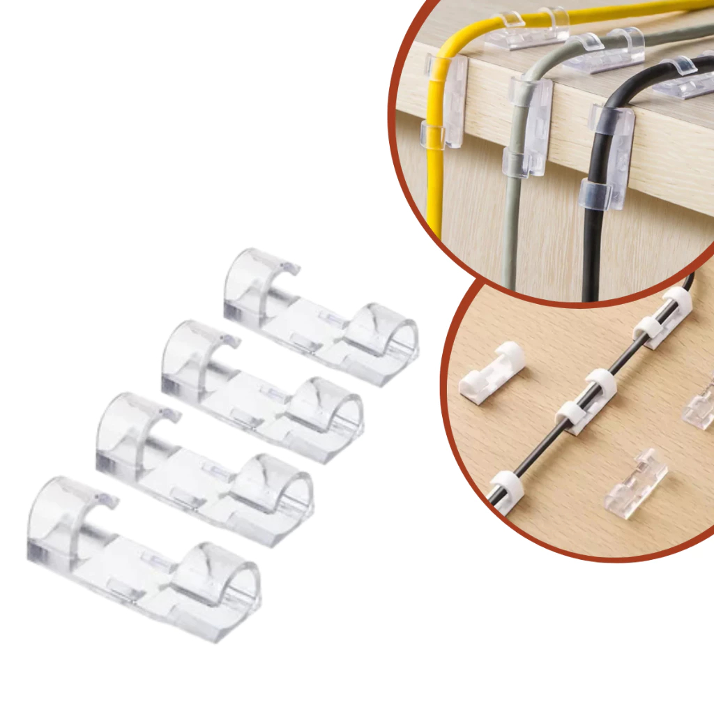 Kit 60 clips Organizador de Fios Transparente Esconde Fio e Cabo Colante Prendedor Adesivo Sem Furos em Oferta na Shopee