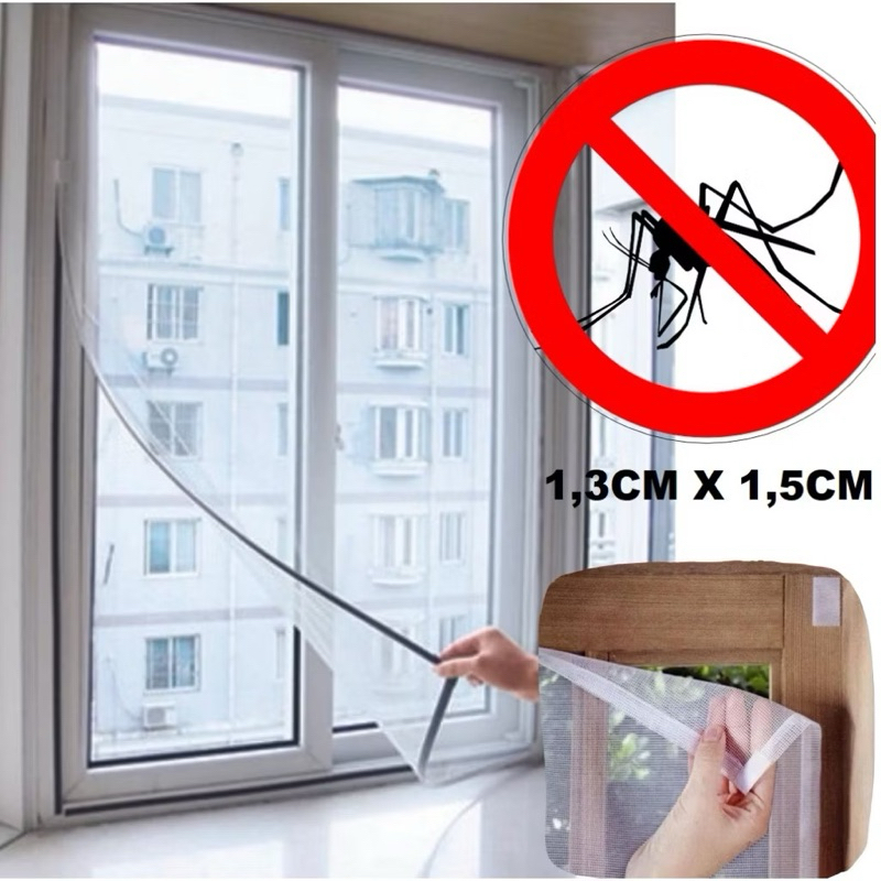 Tela Mosquiteiro Para Janela 130x150cm Com Velcro Anti-inseto Autocolante Pernilongo Removível