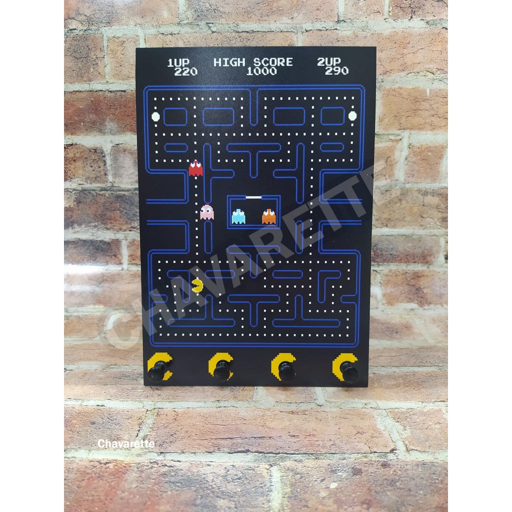 Pac man game retrô - Organizador para casa, porta chaves, quadrinho, decoração game retrô