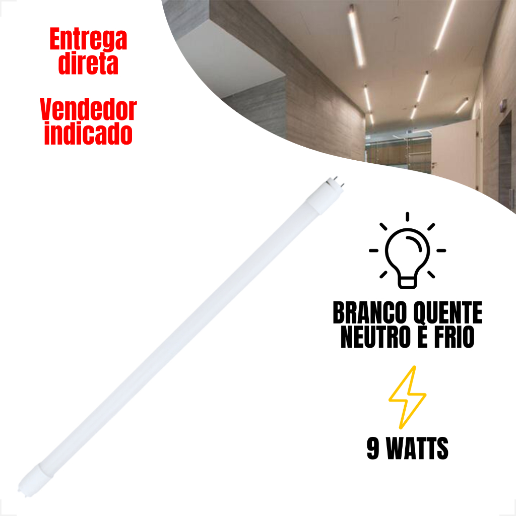 Lâmpada Tubular Linear T5 9W 55cm Branco Frio Quente Neutro 6500K 3000K 4000K Embutir Sobrepor em Oferta na Shopee