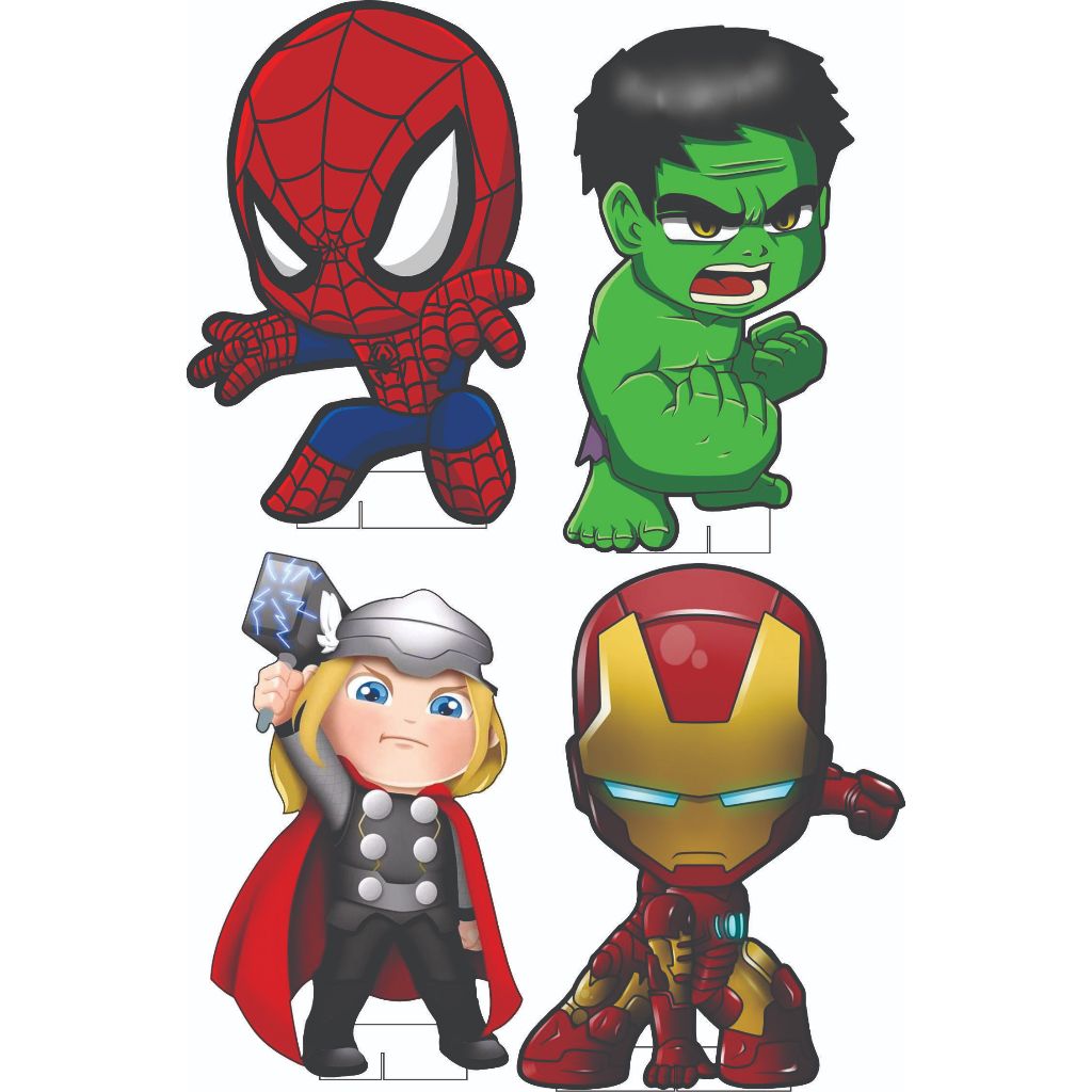 Display Super Heróis cute kit 4 peças 60 cm