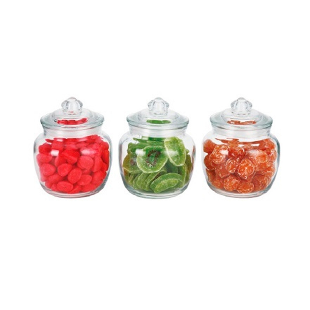 Conjunto De 3 Potes Hermético Em Vidro 620 Ml